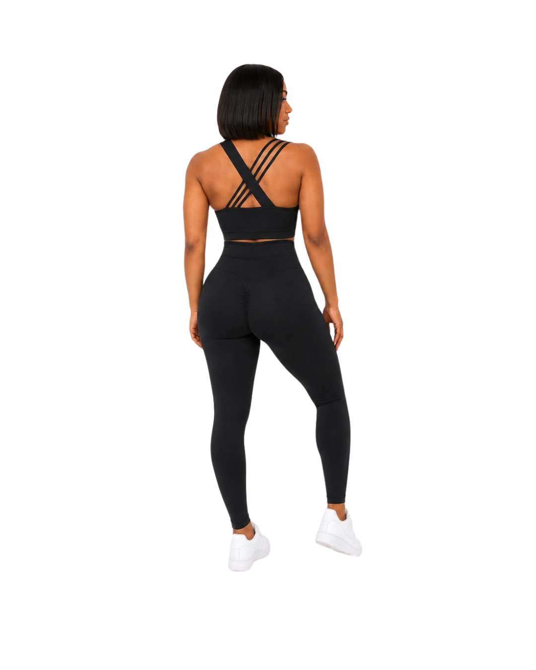 Black V-Neck Seamless Sports Bra