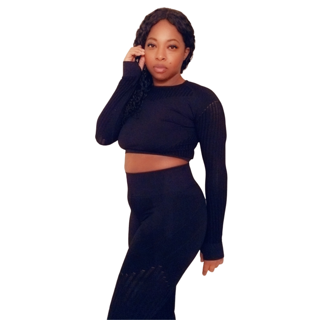 Black Mesh Long Sleeve Set