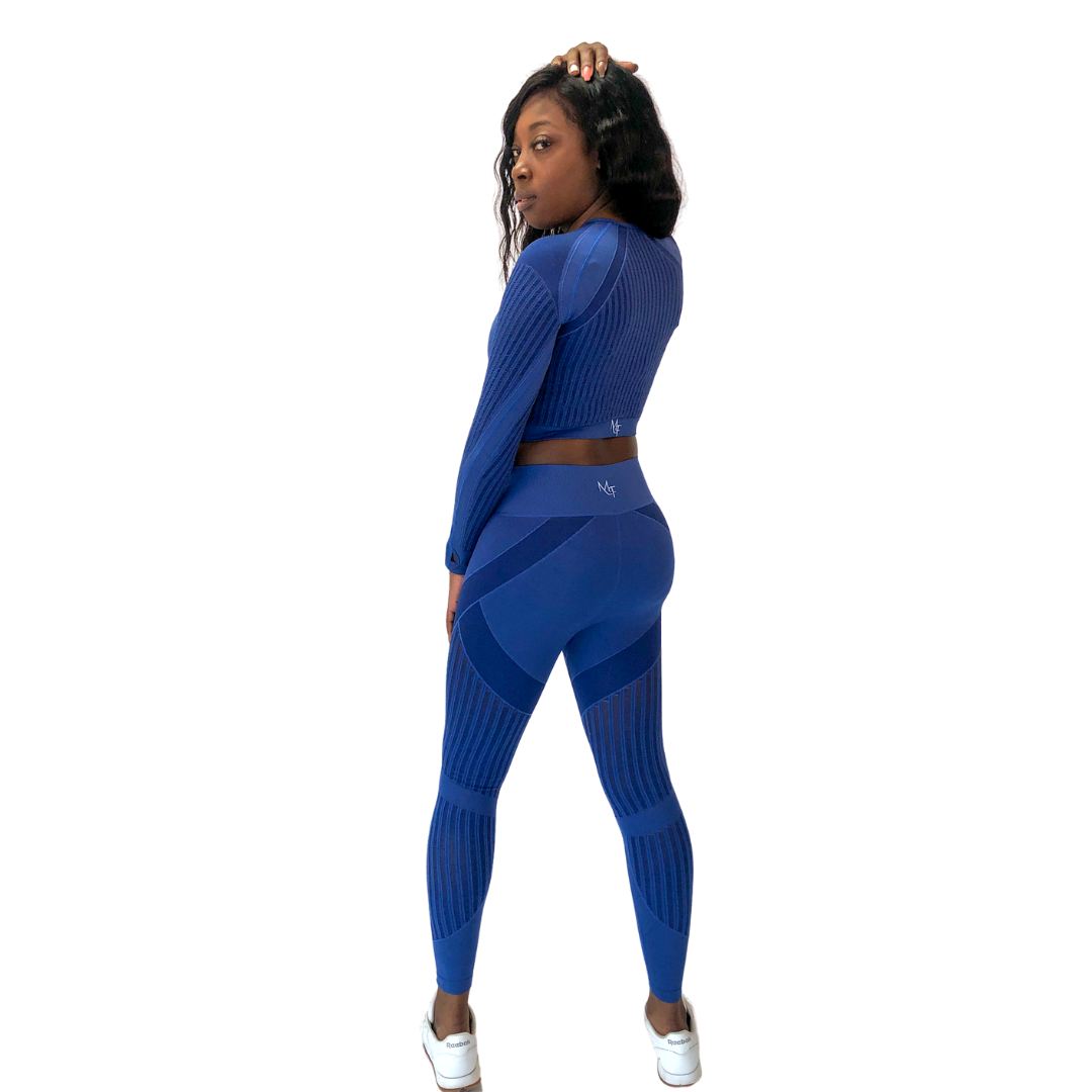 Blue Mesh Long Sleeve Set