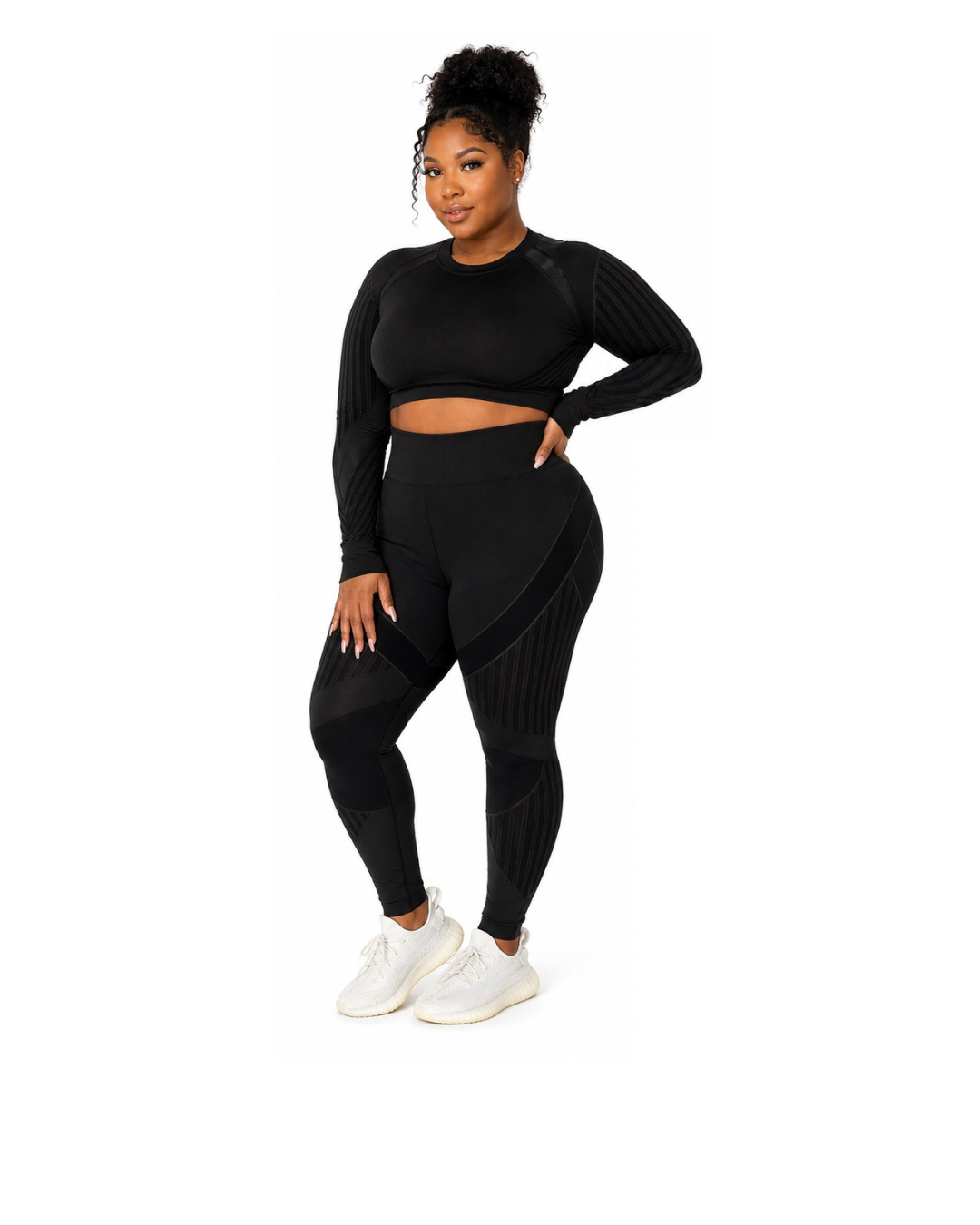 Black Mesh Long Sleeve Set