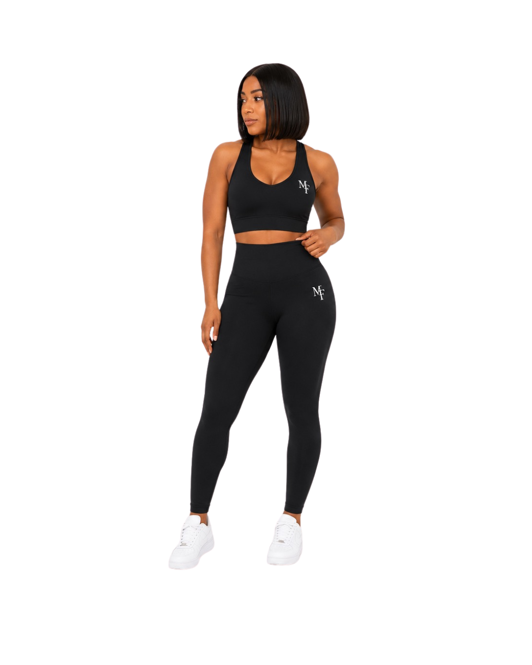 Black V-Neck Seamless Sports Bra