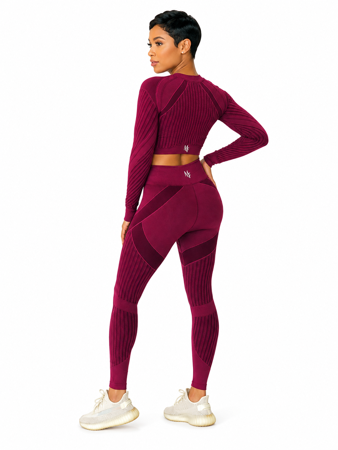 Burgundy Mesh Long-Sleeved Set