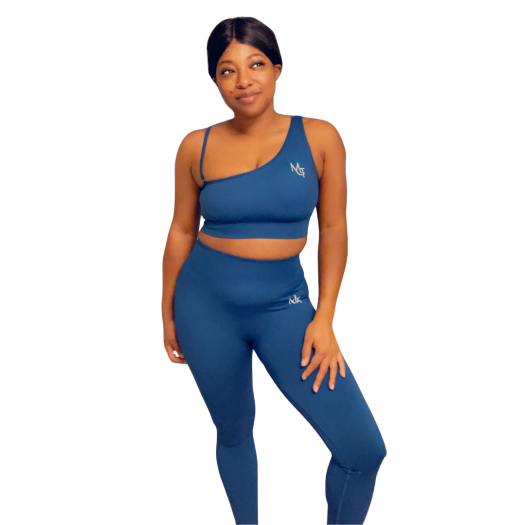 Blue Strappy Sports Bra